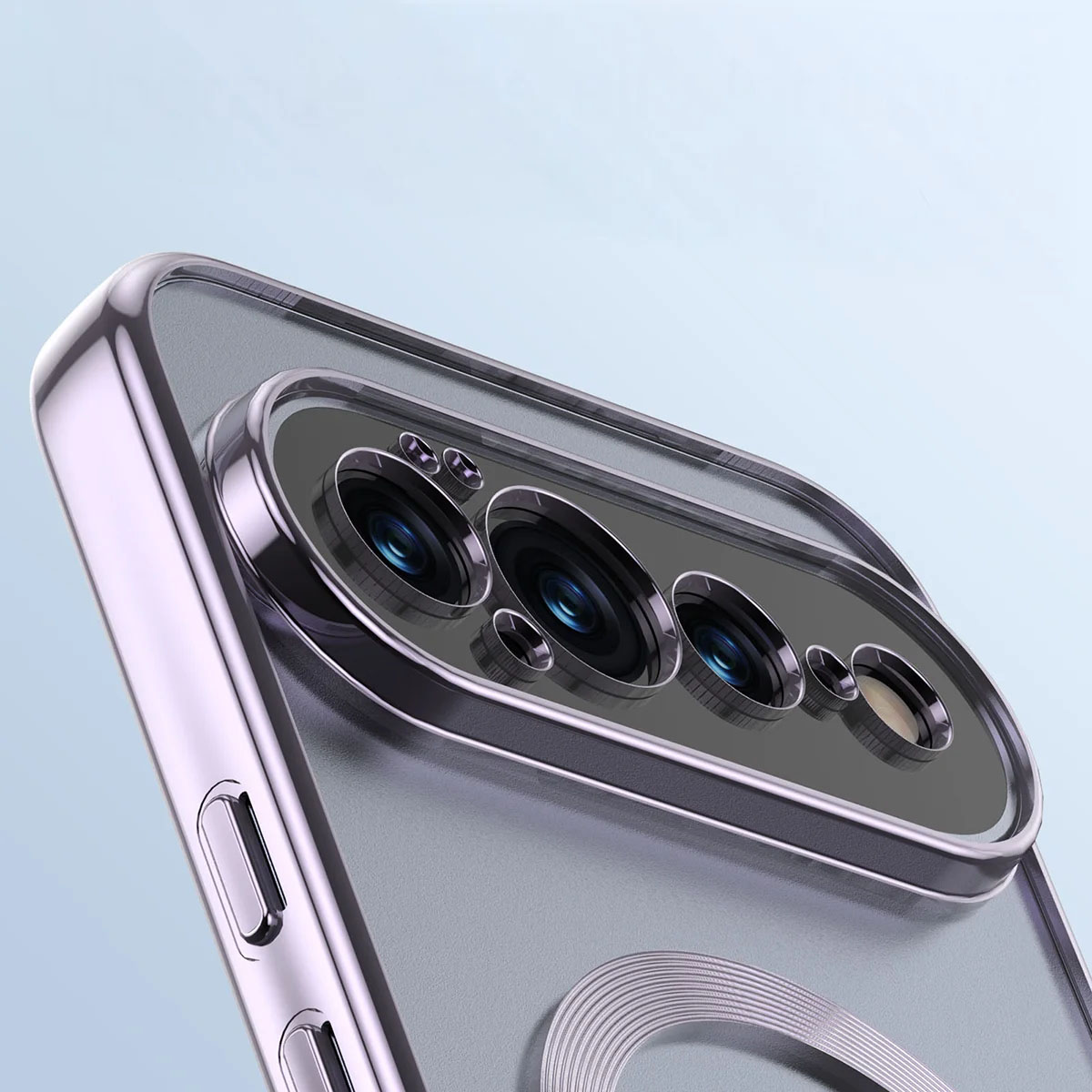 Zbliżenie na wbudowaną ochronę aparatu w Bizon Case EduardO do Google Pixel 11