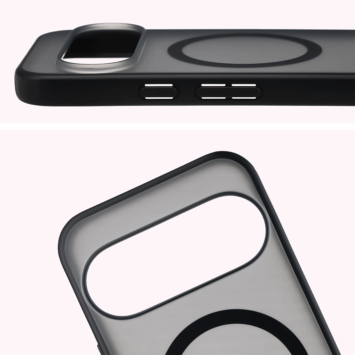 Pełne wycięcie i podwyższone krawędzie aparatu w etui Bizon Case MatteO do Google Pixel 11 / 11Pro / 10 / 10 Pro