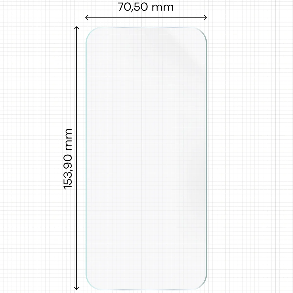 Miarka z wymiarami folii hydrożelowej Bizon Film Hydrogel Front Duo do Honor 600 Lite 5G