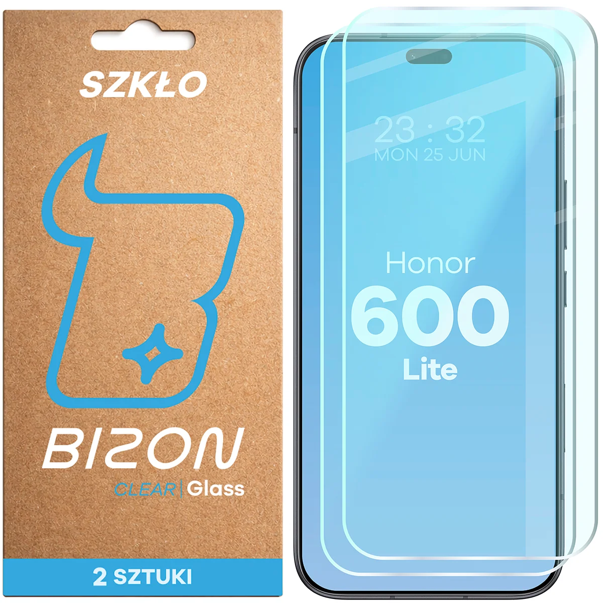 Szkło hartowane Bizon Glass Clear Duo do Honor 600 Lite 5G, 2 sztuki