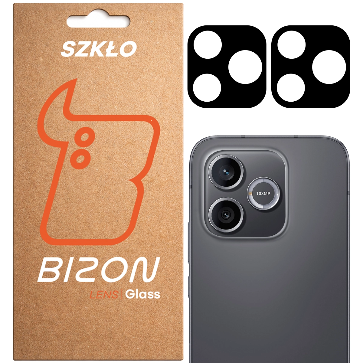 Pudełko i 2 sztuki szkła na aparat Bizon Glass Lens do Honor 600 Lite 5G