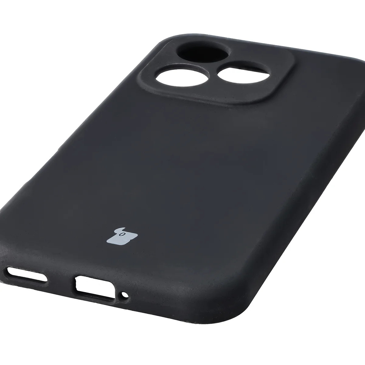 Zbliżenie na precyzyjne wycięcia i możliwość ładowania indukcyjnego w etui Bizon Soft Case do Honor 600 Lite 5G