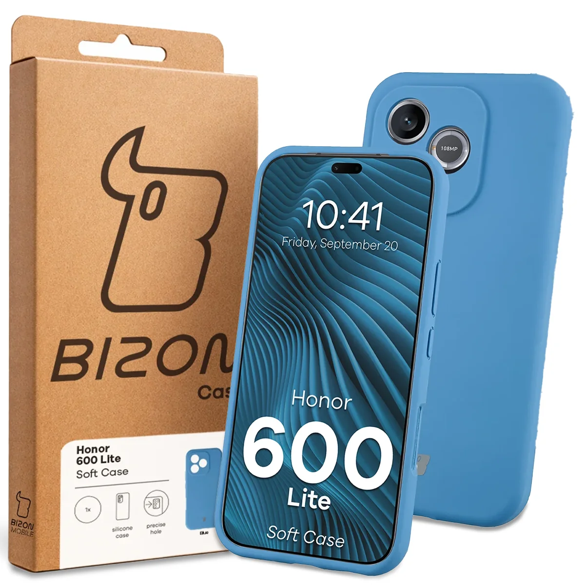 Przód pudełka Bizon Case z dedykowaną etykietą do Honor 600 Lite 5G