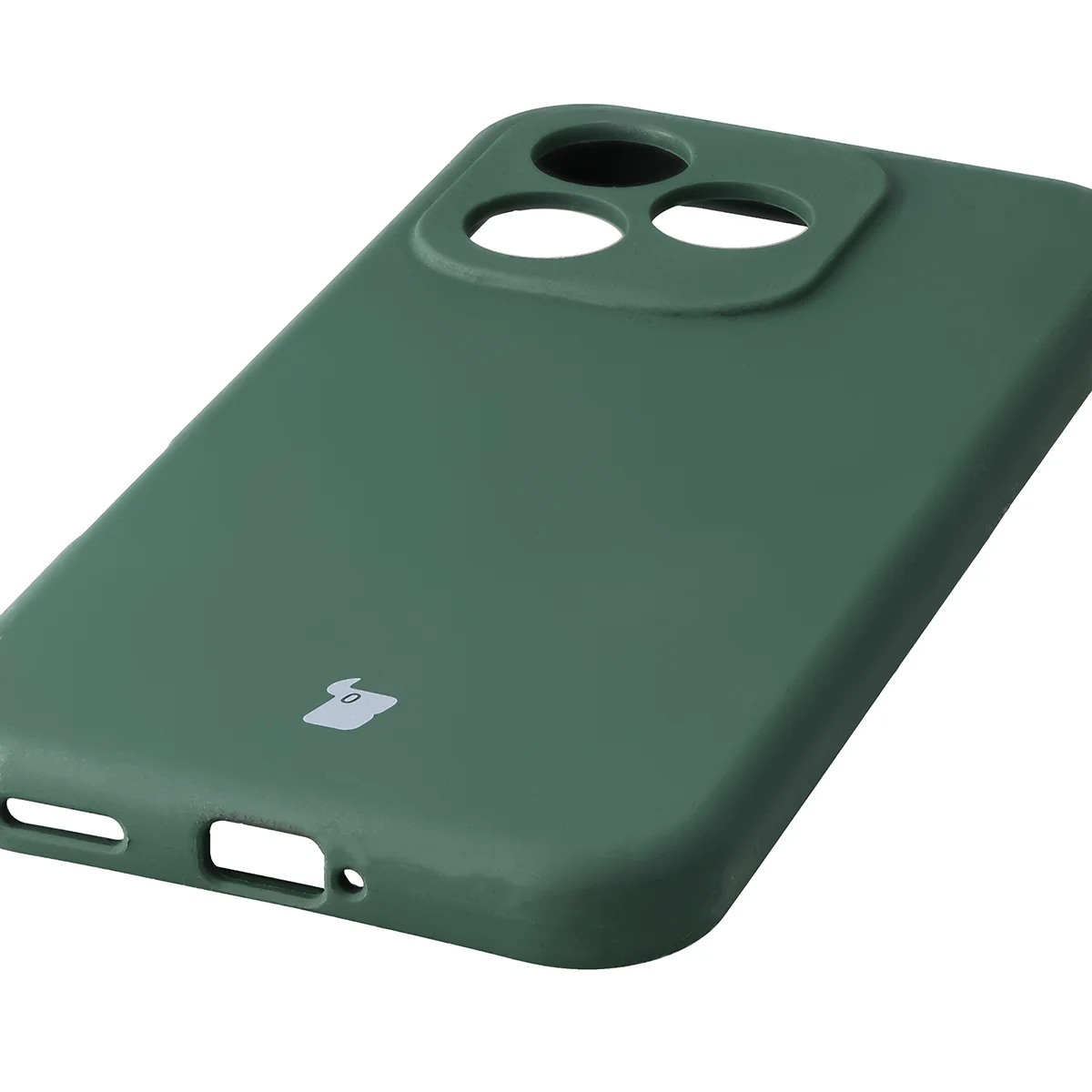 Zbliżenie na precyzyjne wycięcia i możliwość ładowania indukcyjnego w etui Bizon Soft Case do Honor 600 Lite 5G
