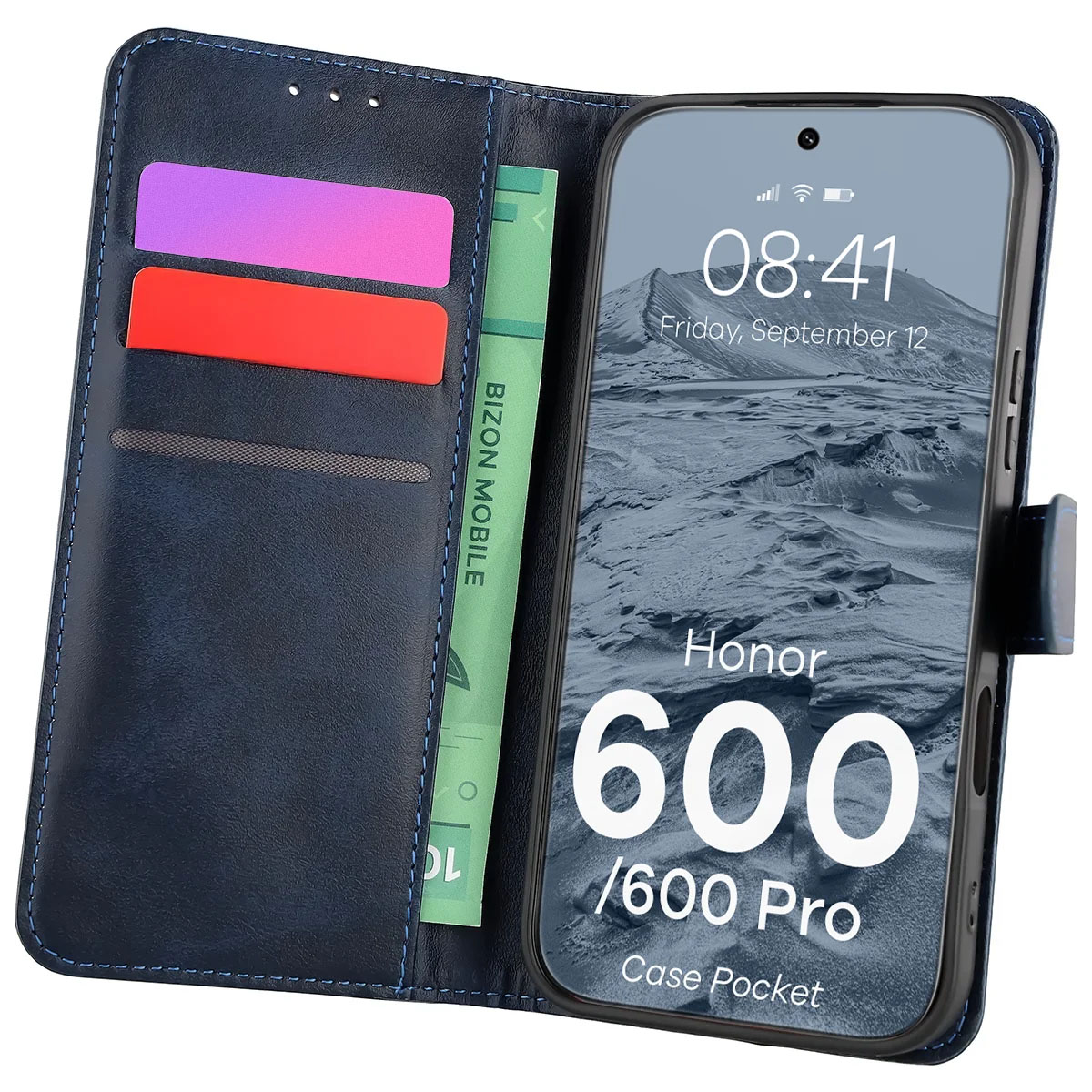 Etui z klapką z miejscem na karty Bizon Case Pocket do Honor 600 5G / 600 Pro 5G