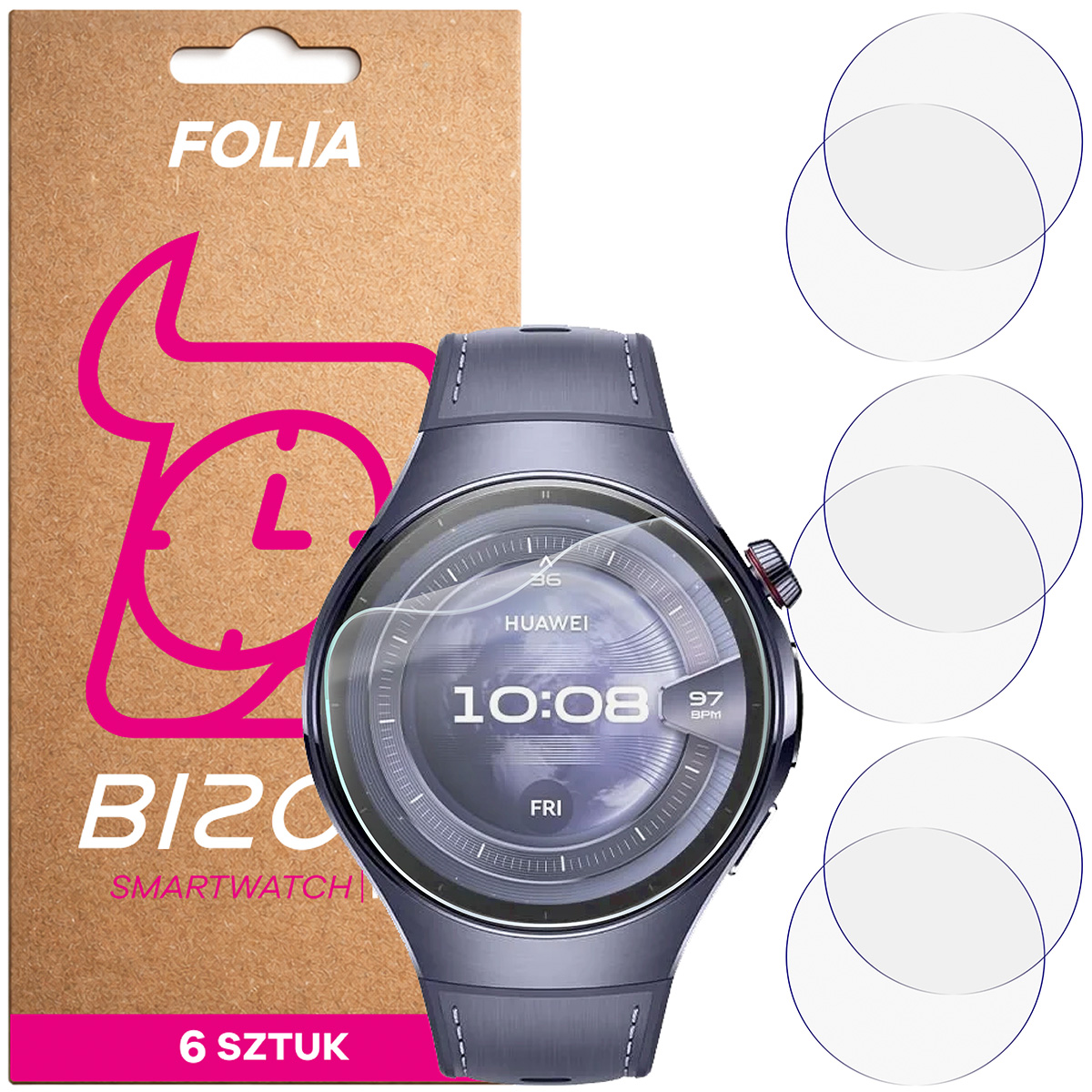 Folia hydrożelowa Bizon Watch Film HydroFlex dla Huawei Watch 5 46 mm