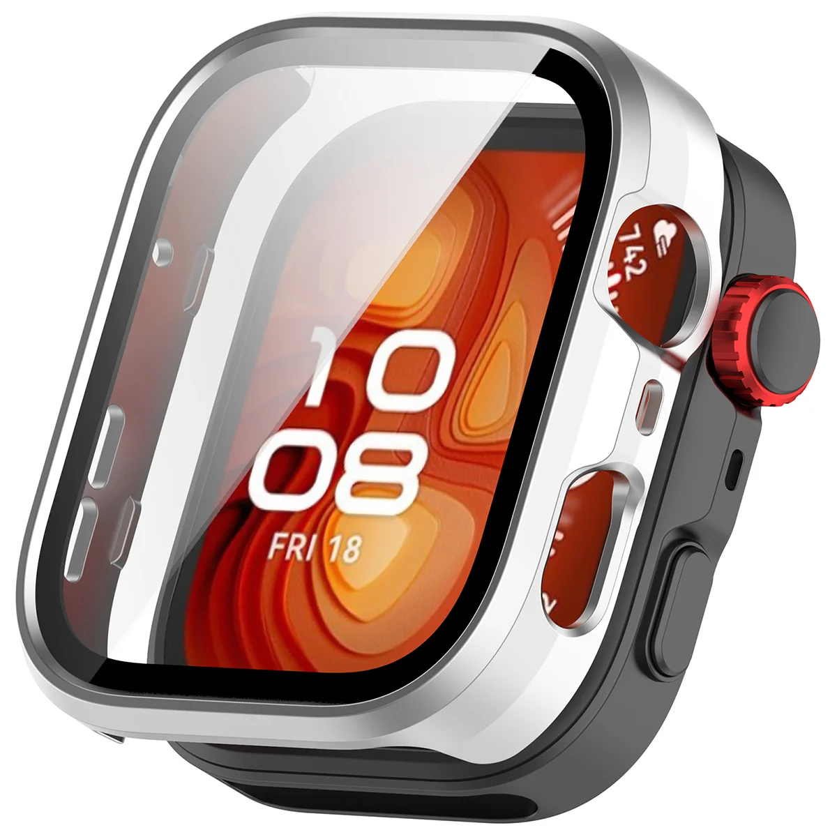 Wizualizacja nakładania etui Bizon Case Watch Adamo do Huawei Watch Fit 5 Pro
