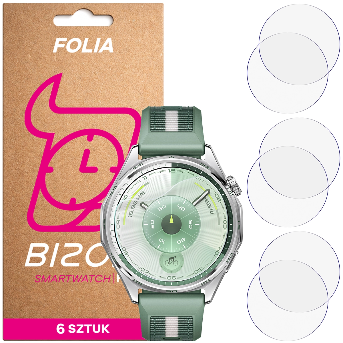 Folia hydrożelowa Bizon Watch Film HydroFlex dla Huawei Watch GT6 46 mm