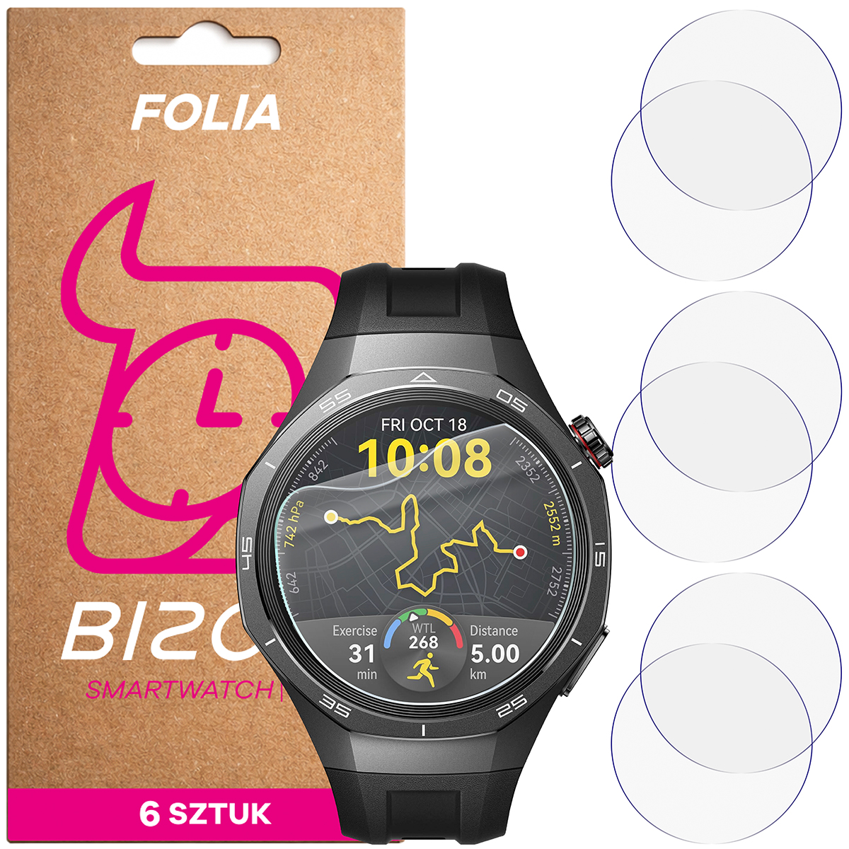 Folia hydrożelowa Bizon Watch Film HydroFlex dla Huawei Watch GT 5 Pro 46 mm