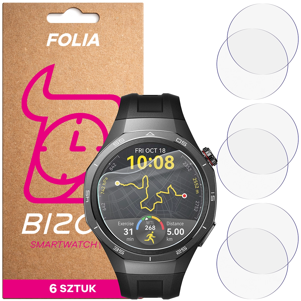 Folia hydrożelowa Bizon Watch Film HydroFlex dla Huawei Watch GT 5 Pro 46 mm