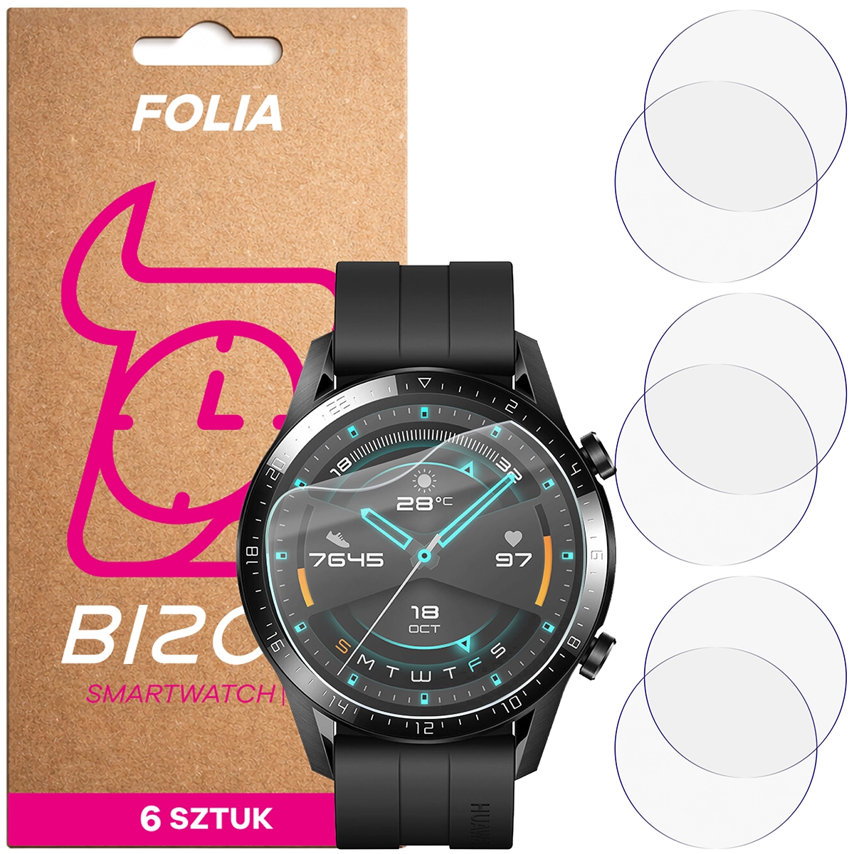Folia hydrożelowa Bizon Watch Film HydroFlex dla Huawei Watch GT 2 46 mm