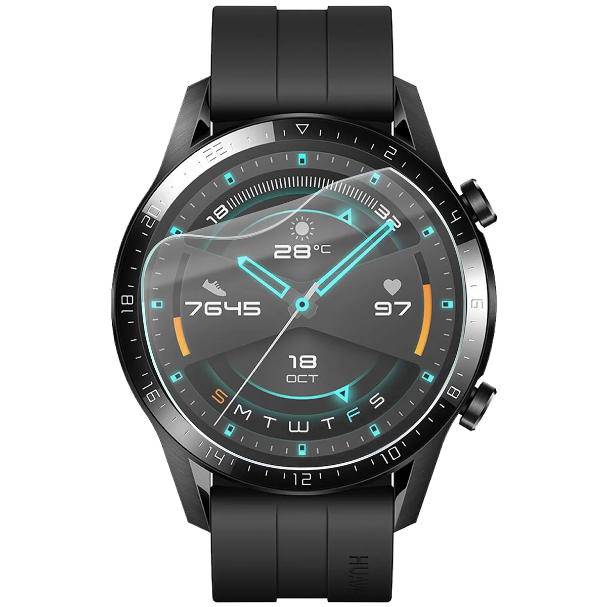 Folia hydrożelowa Bizon Watch Film HydroFlex do Huawei Watch GT 2 46 mm na zegarku