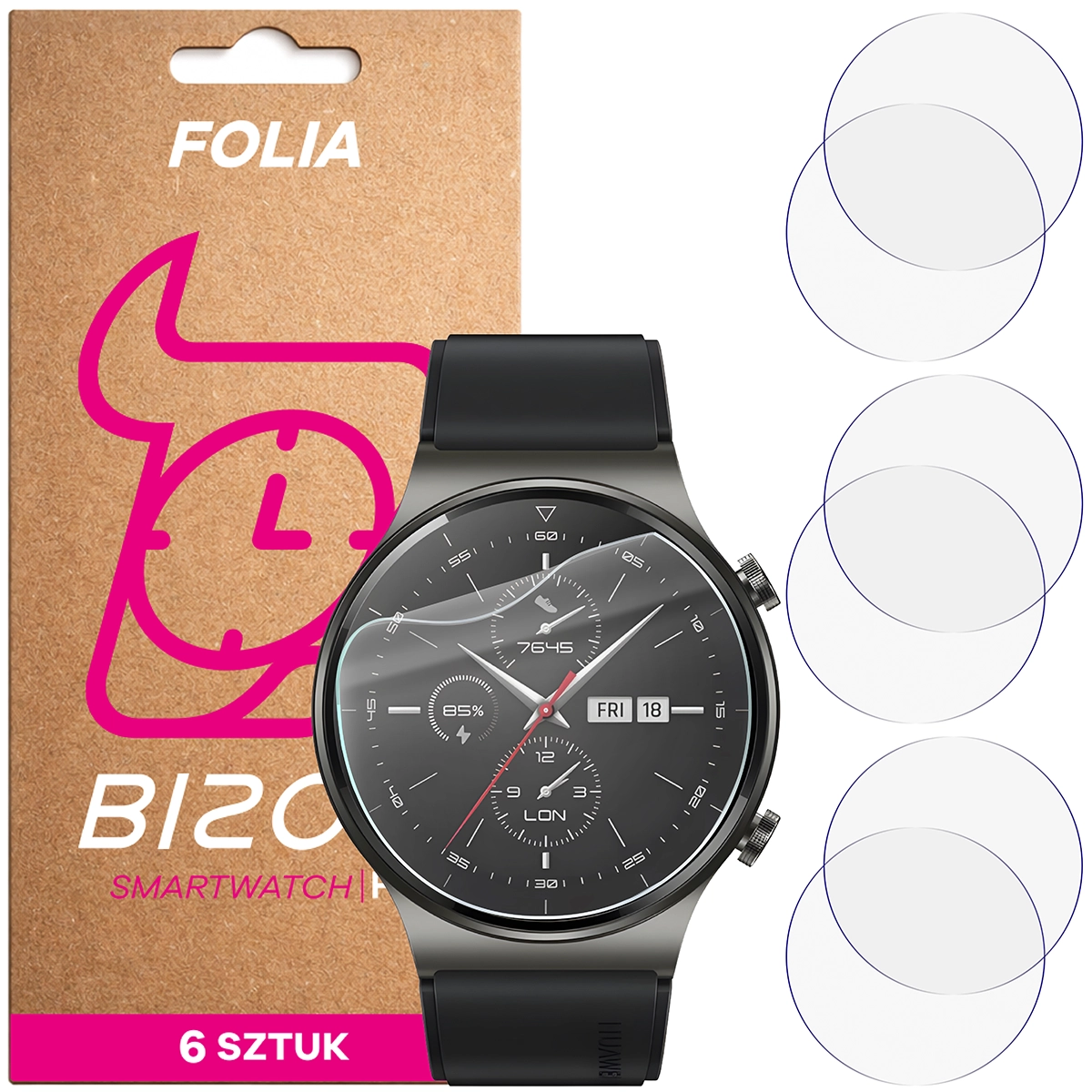 Folia hydrożelowa Bizon Watch Film HydroFlex dla Huawei Watch GT 2 Pro