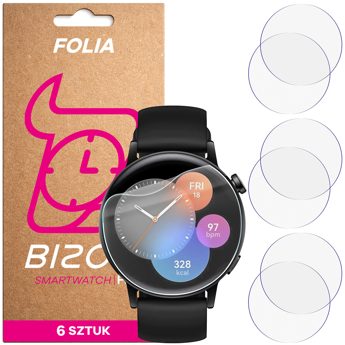 Folia hydrożelowa Bizon Watch Film HydroFlex dla Huawei Watch GT 3 42 mm Active