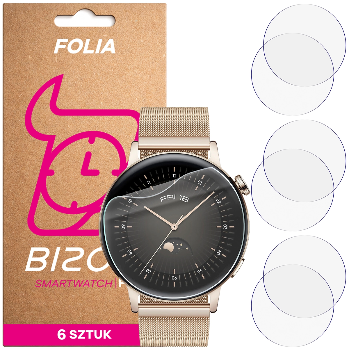 Folia hydrożelowa Bizon Watch Film HydroFlex dla Huawei Watch GT 3 42 mm Elegant