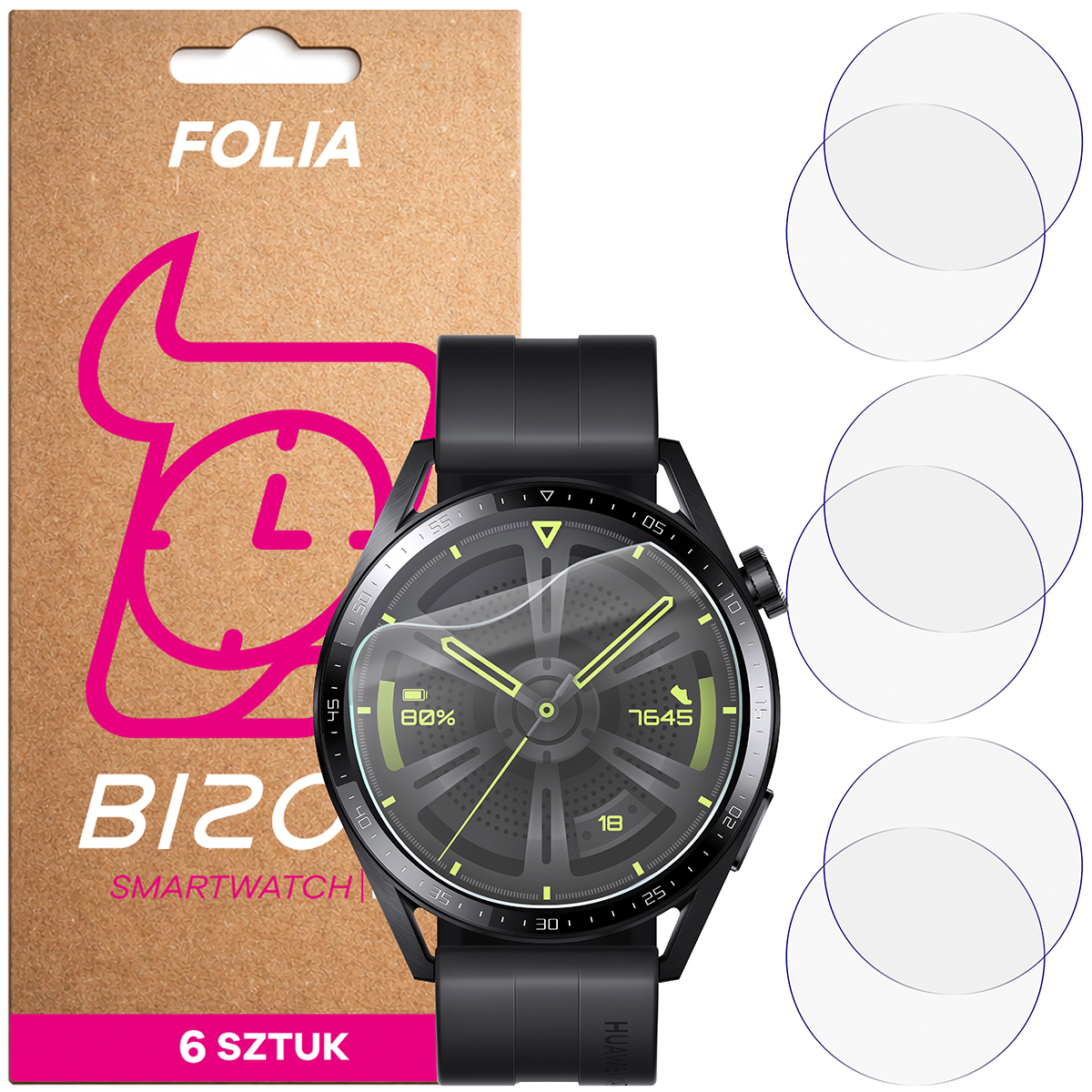 Folia hydrożelowa Bizon Watch Film HydroFlex dla Huawei Watch GT 3 46 mm Active