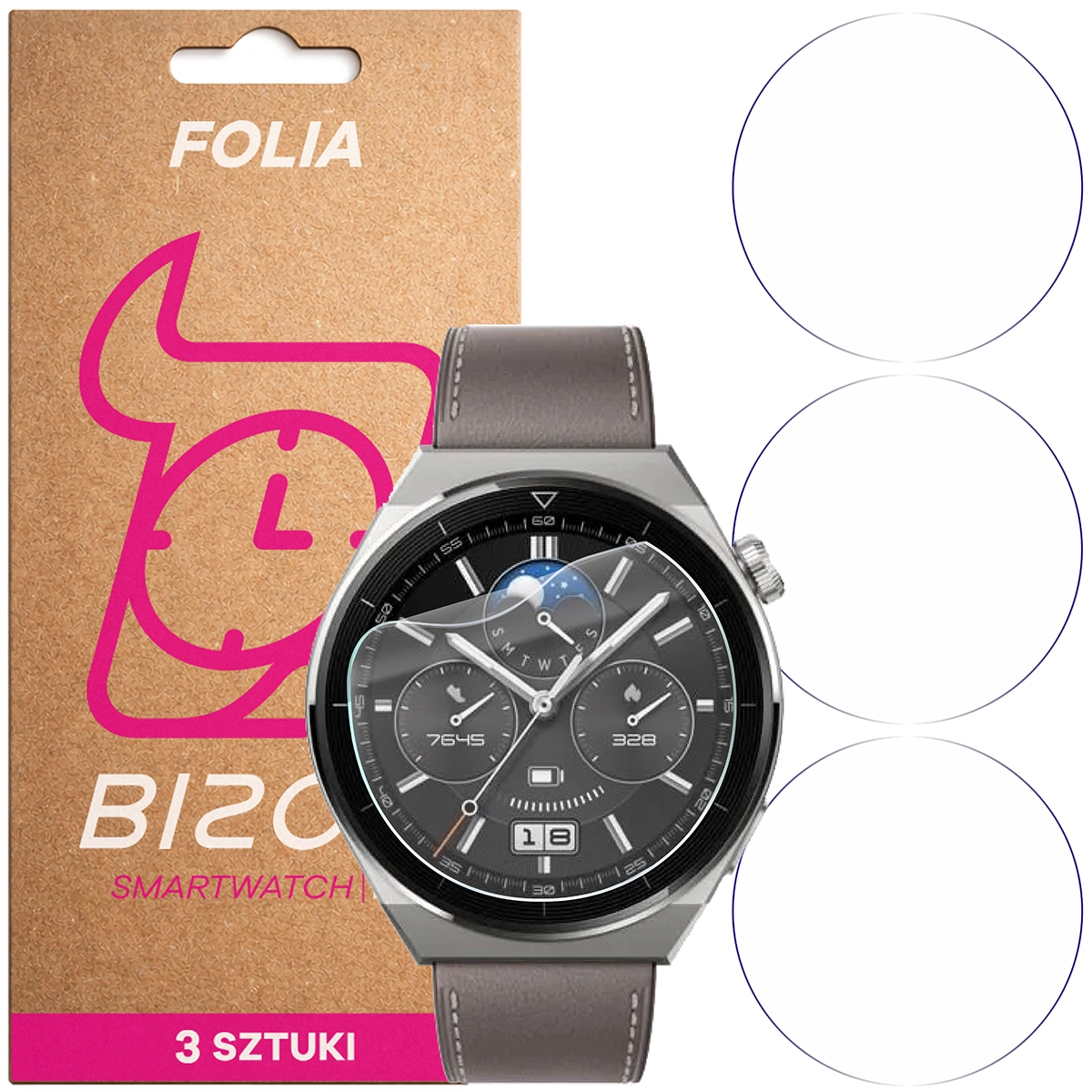 Folia hydrożelowa Bizon Watch Film HydroFlex dla Huawei Watch GT 3 Pro 46 mm