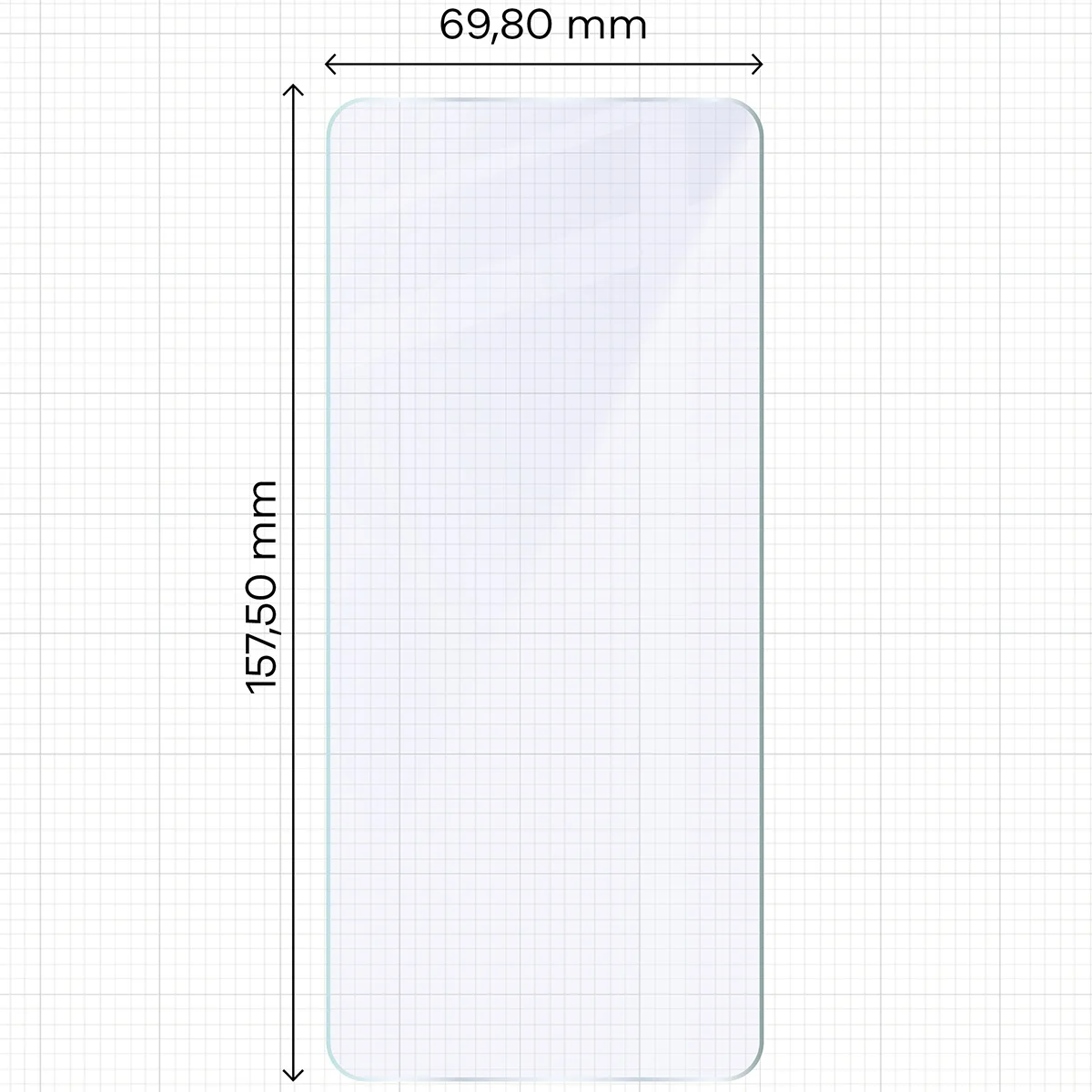 Miarka z wymiarami szkła hybrydowego Bizon Hybrid Mule Duo do Huawei nova 14 Pro