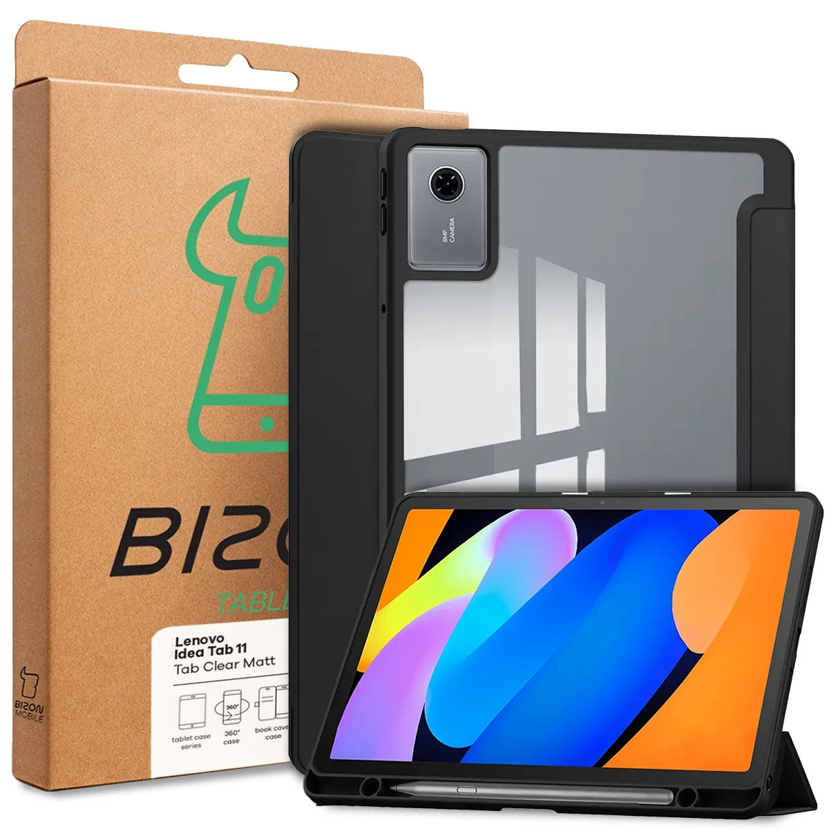 Przód pudełka Bizon Tablet Case z dedykowaną etykietą do Lenovo Idea Tab 11