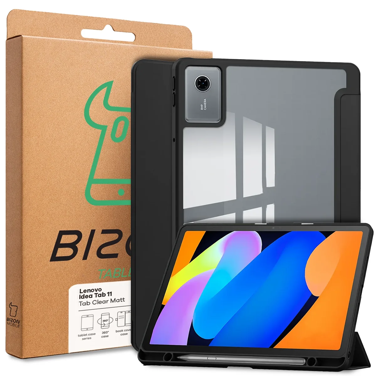 Przód pudełka Bizon Tablet Case z dedykowaną etykietą do Lenovo Idea Tab 11