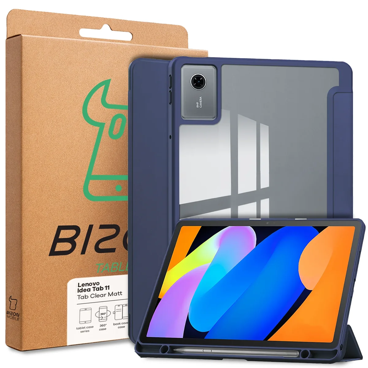 Przód pudełka Bizon Tablet Case z dedykowaną etykietą do Lenovo Idea Tab 11