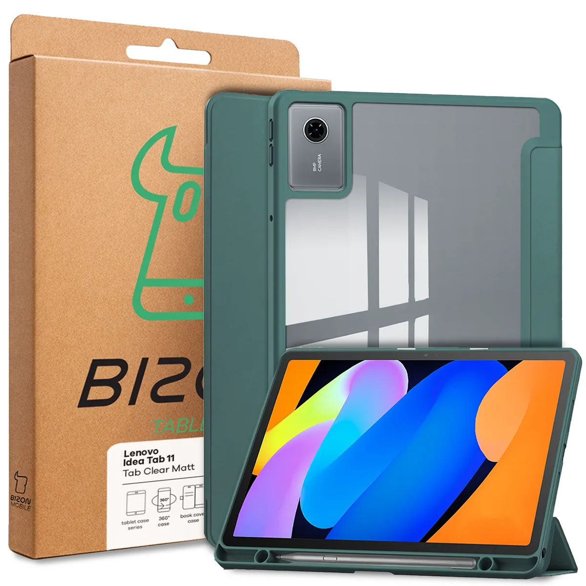 Przód pudełka Bizon Tablet Case z dedykowaną etykietą do Lenovo Idea Tab 11