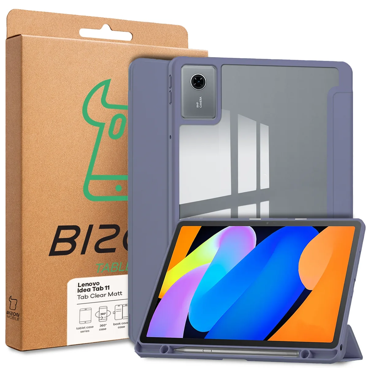 Przód pudełka Bizon Tablet Case z dedykowaną etykietą do Lenovo Idea Tab 11