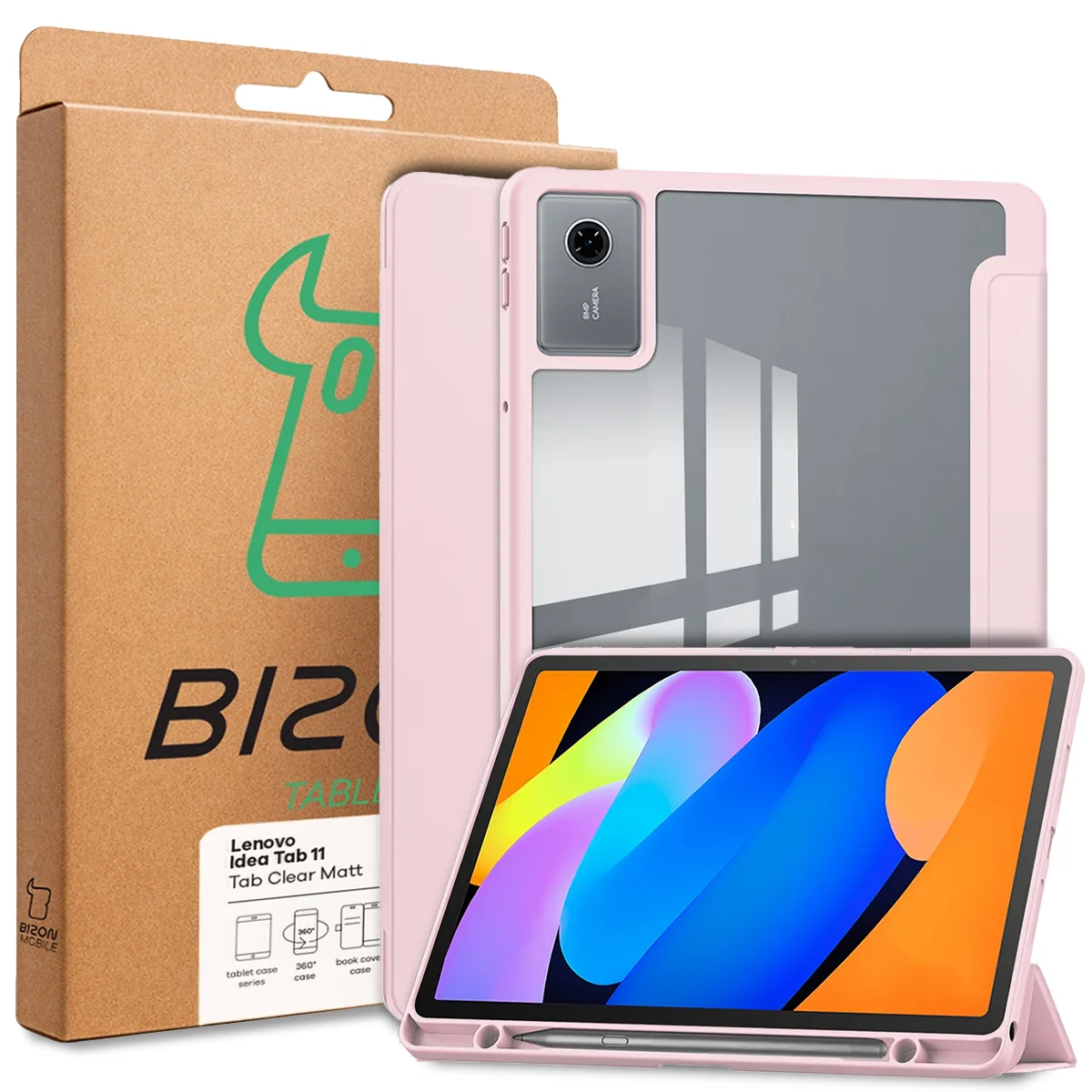Przód pudełka Bizon Tablet Case z dedykowaną etykietą do Lenovo Idea Tab 11