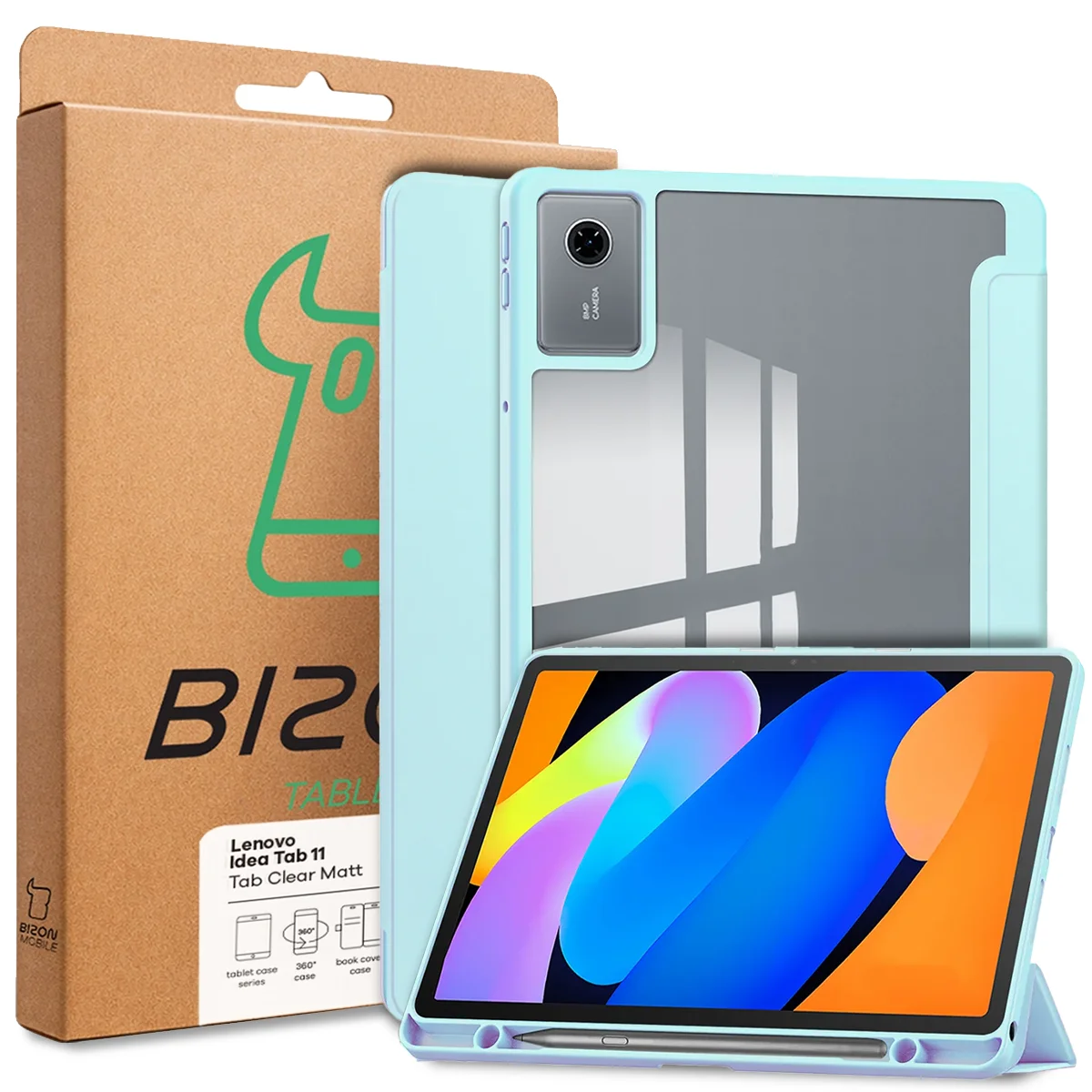 Przód pudełka Bizon Tablet Case z dedykowaną etykietą do Lenovo Idea Tab 11