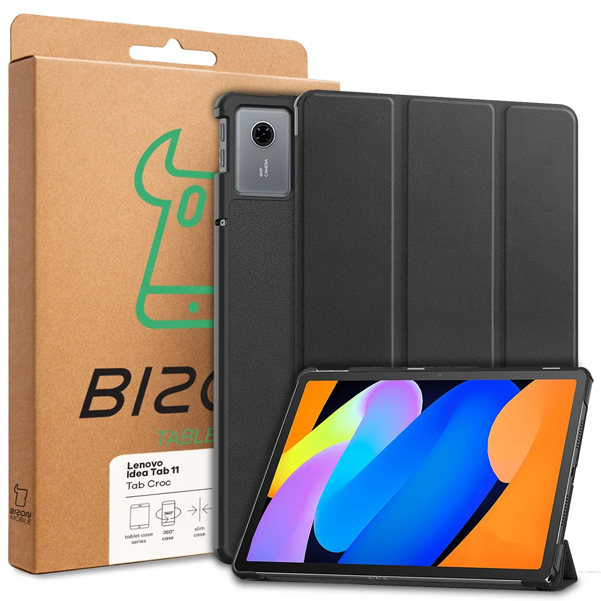 Przód pudełka Bizon Case z dedykowaną etykietą do Lenovo Idea Tab 11