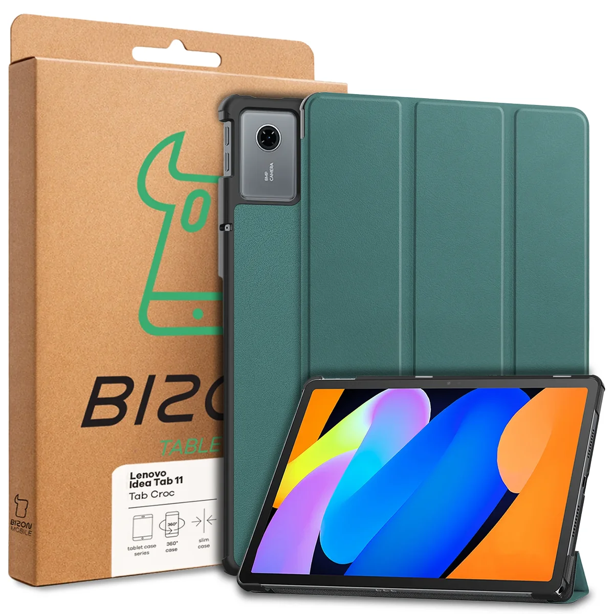 Przód pudełka Bizon Case z dedykowaną etykietą do Lenovo Idea Tab 11
