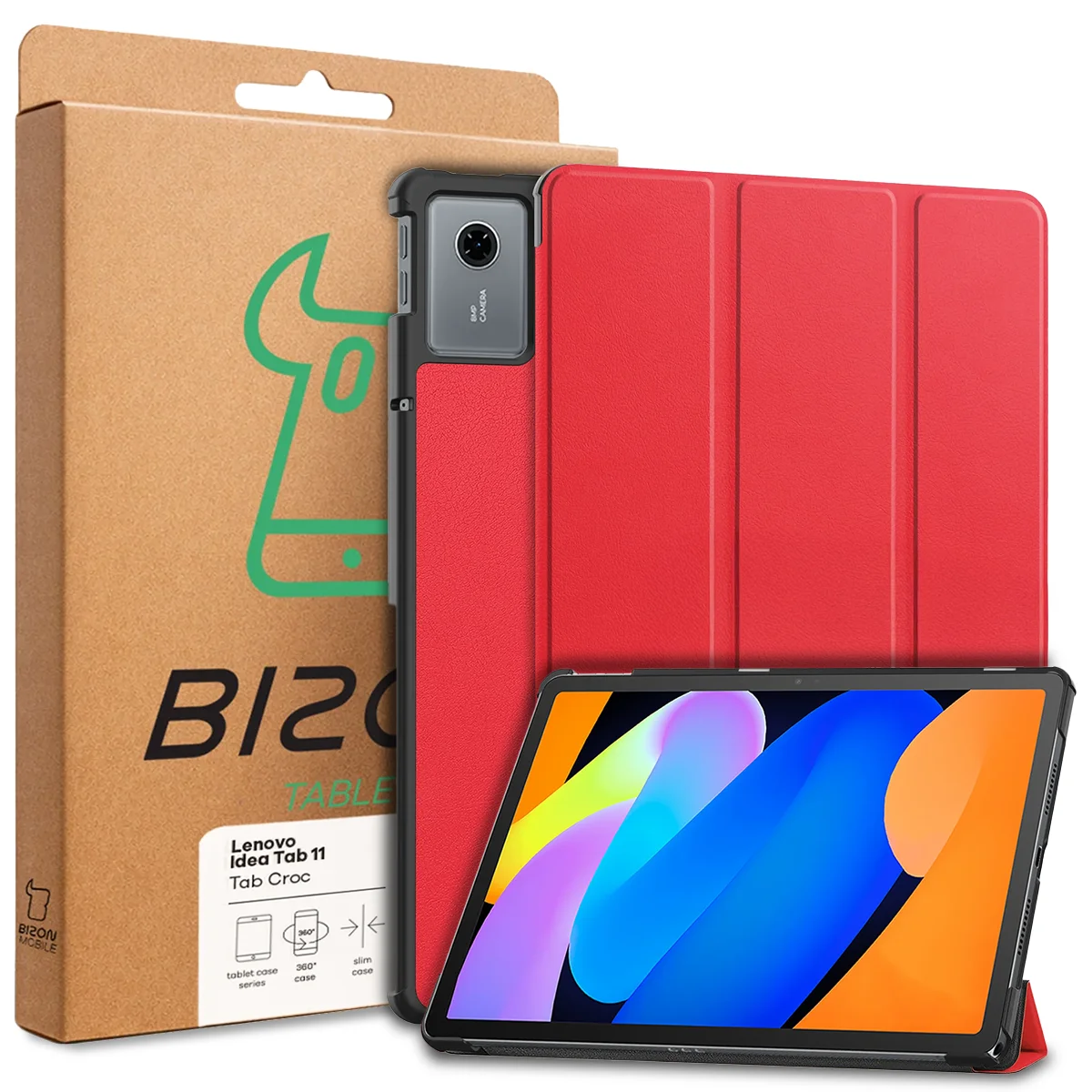 Przód pudełka Bizon Case z dedykowaną etykietą do Lenovo Idea Tab 11