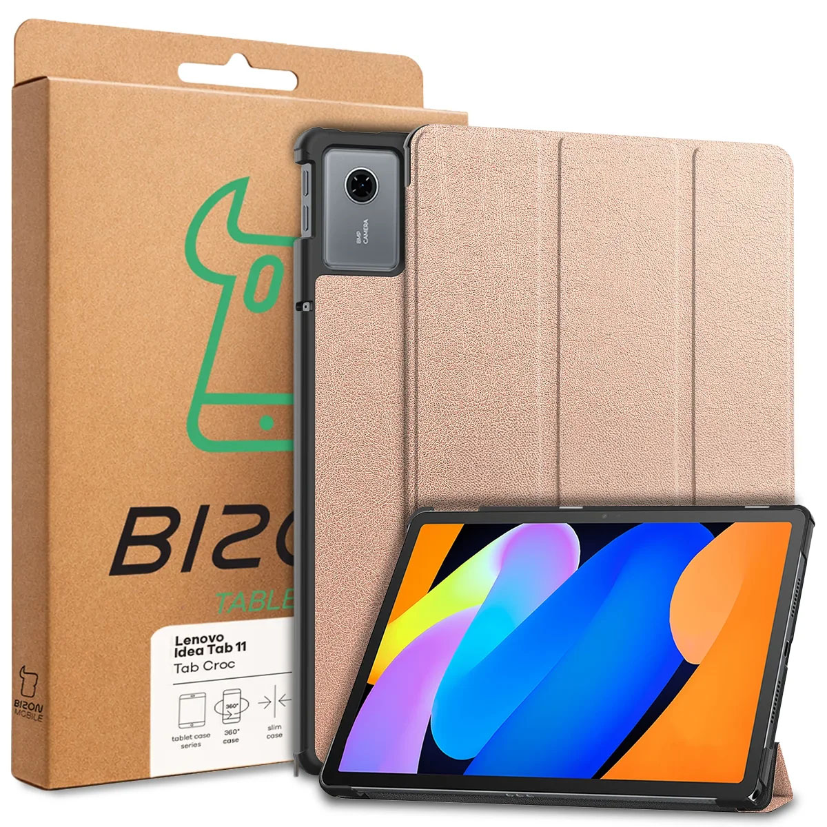 Przód pudełka Bizon Case z dedykowaną etykietą do Lenovo Idea Tab 11