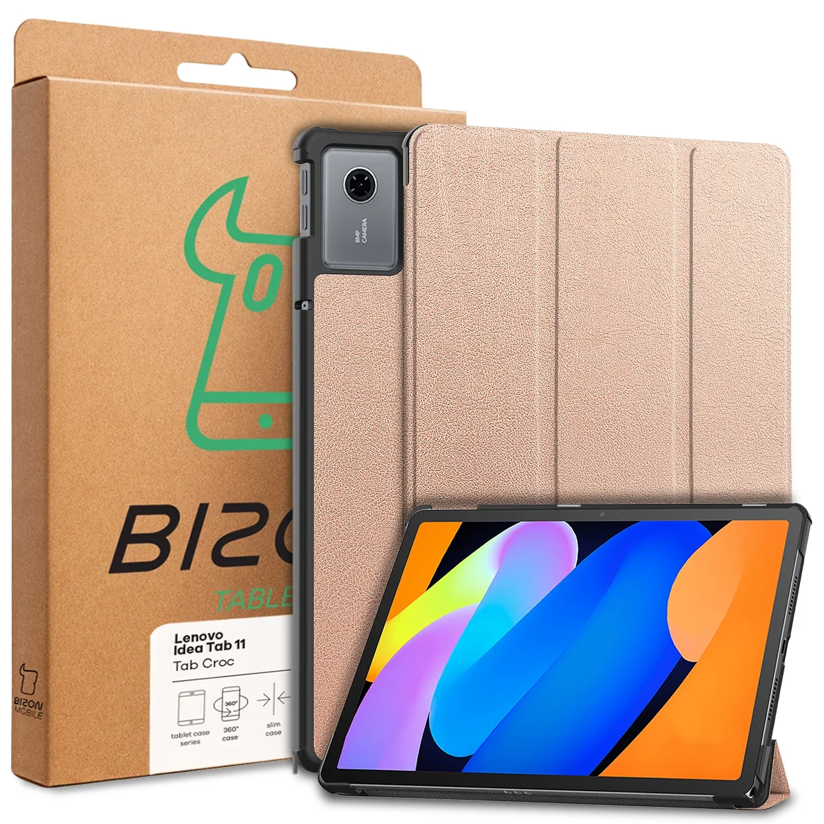Przód pudełka Bizon Case z dedykowaną etykietą do Lenovo Idea Tab 11