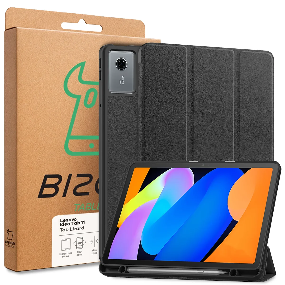 Przód pudełka Bizon Case z dedykowaną etykietą do Lenovo Idea Tab 11