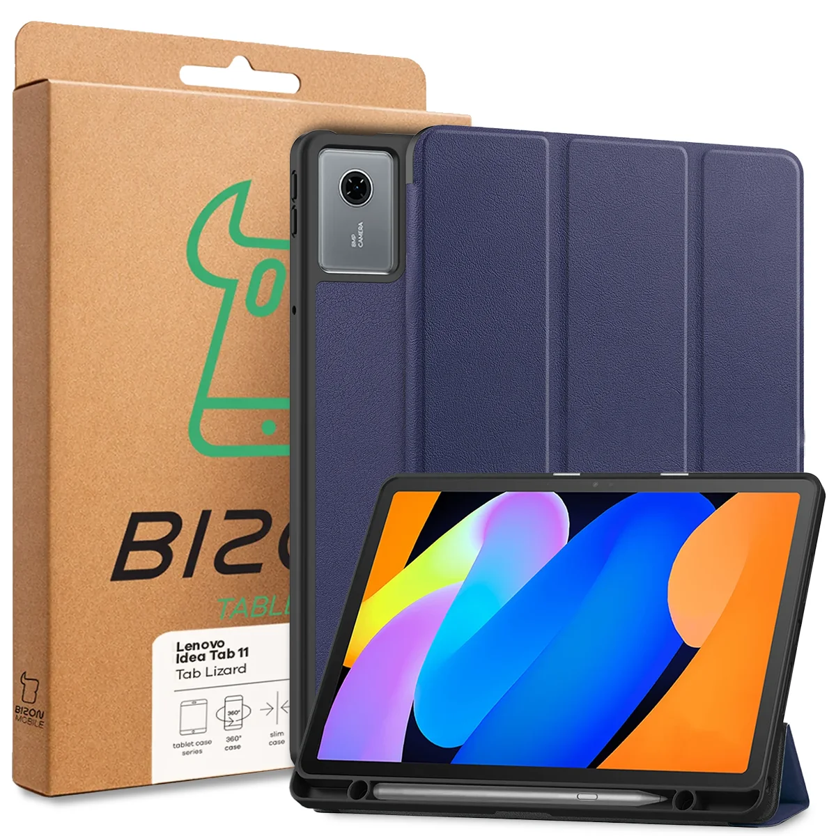 Przód pudełka Bizon Case z dedykowaną etykietą do Lenovo Idea Tab 11