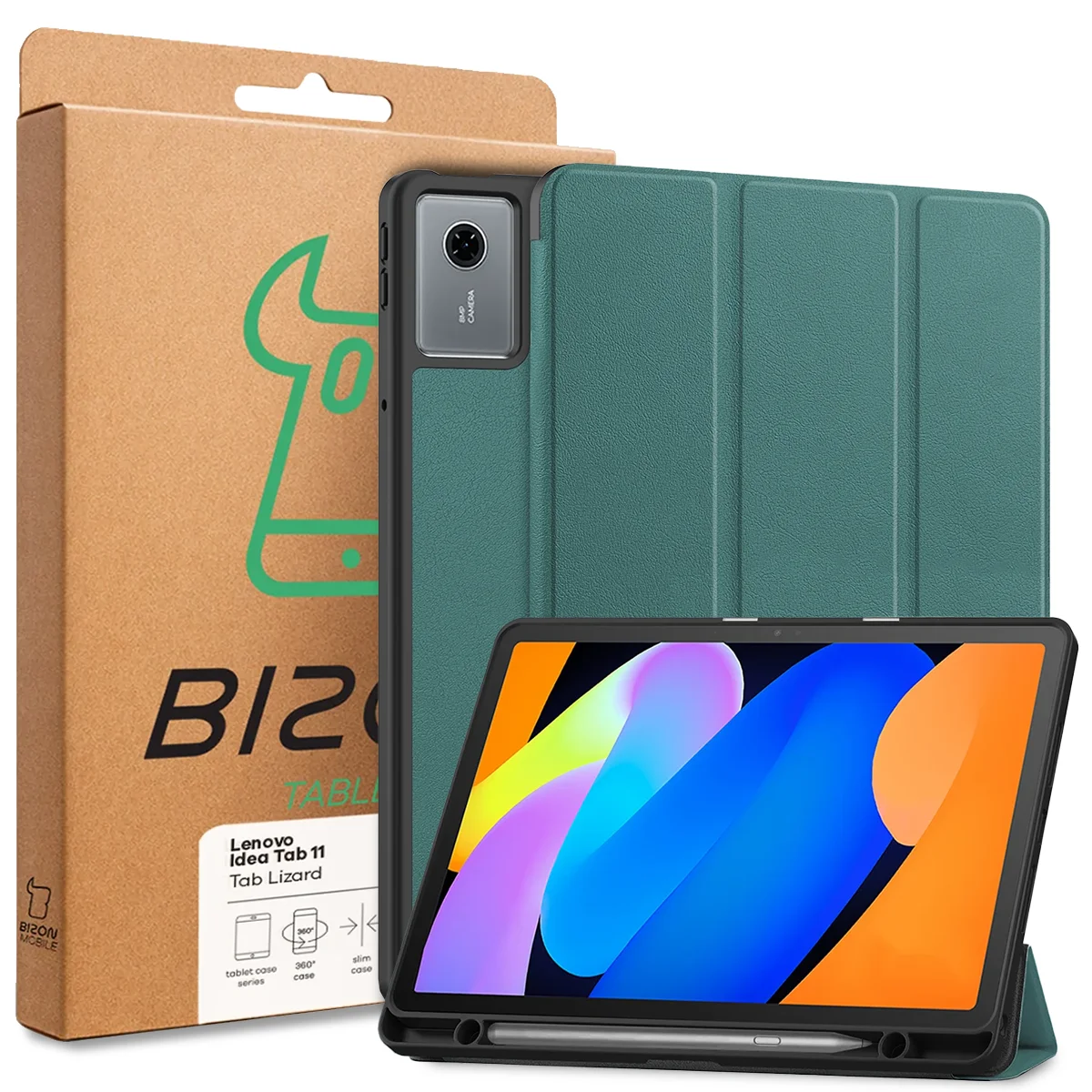 Przód pudełka Bizon Case z dedykowaną etykietą do Lenovo Idea Tab 11