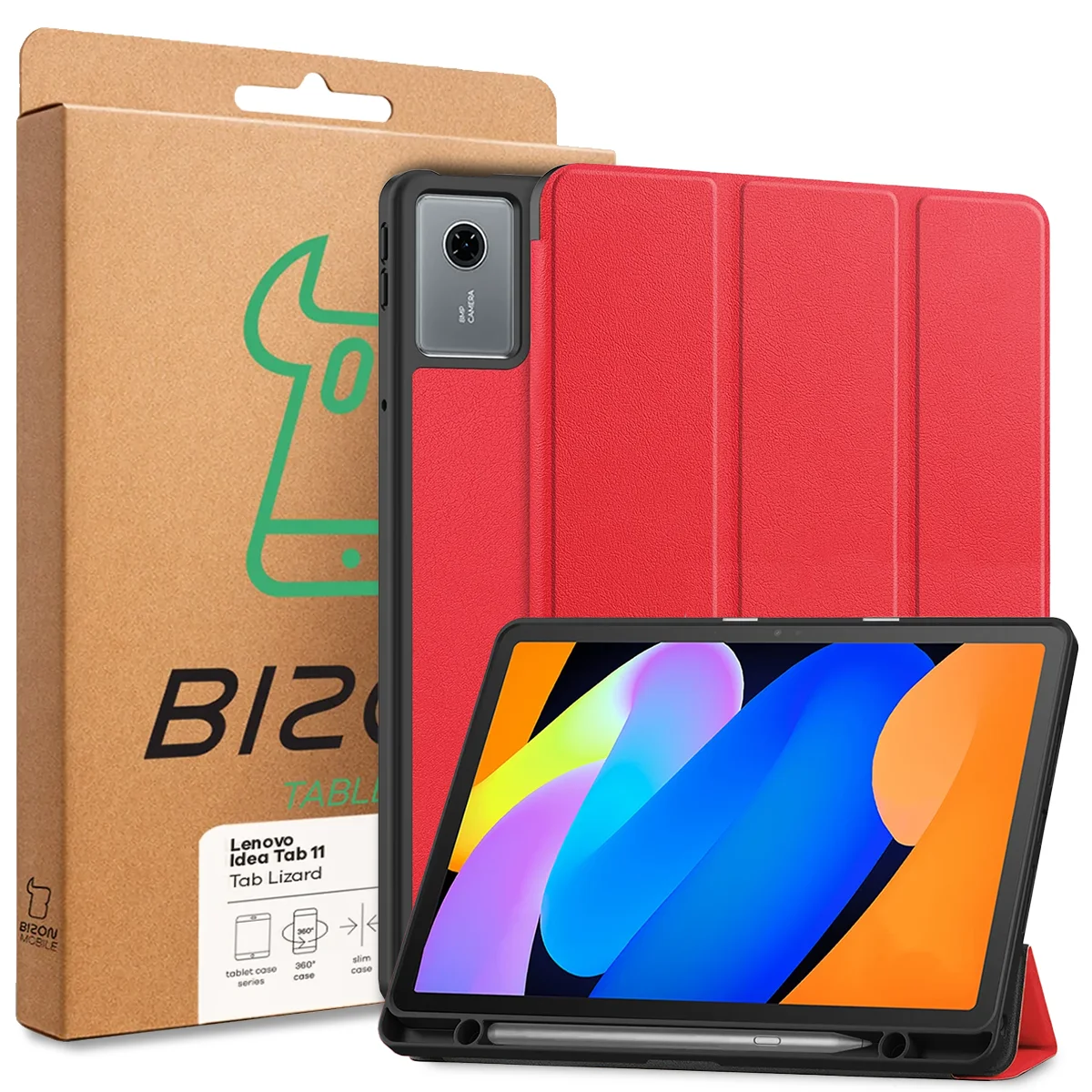 Przód pudełka Bizon Case z dedykowaną etykietą do Lenovo Idea Tab 11
