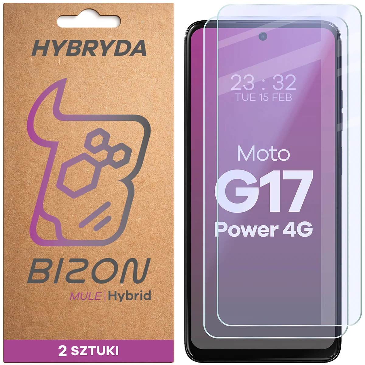 Elastyczne szkło hybrydowe Bizon Hybrid Mule Duo do Motorola Moto G17 Power, 2 sztuki