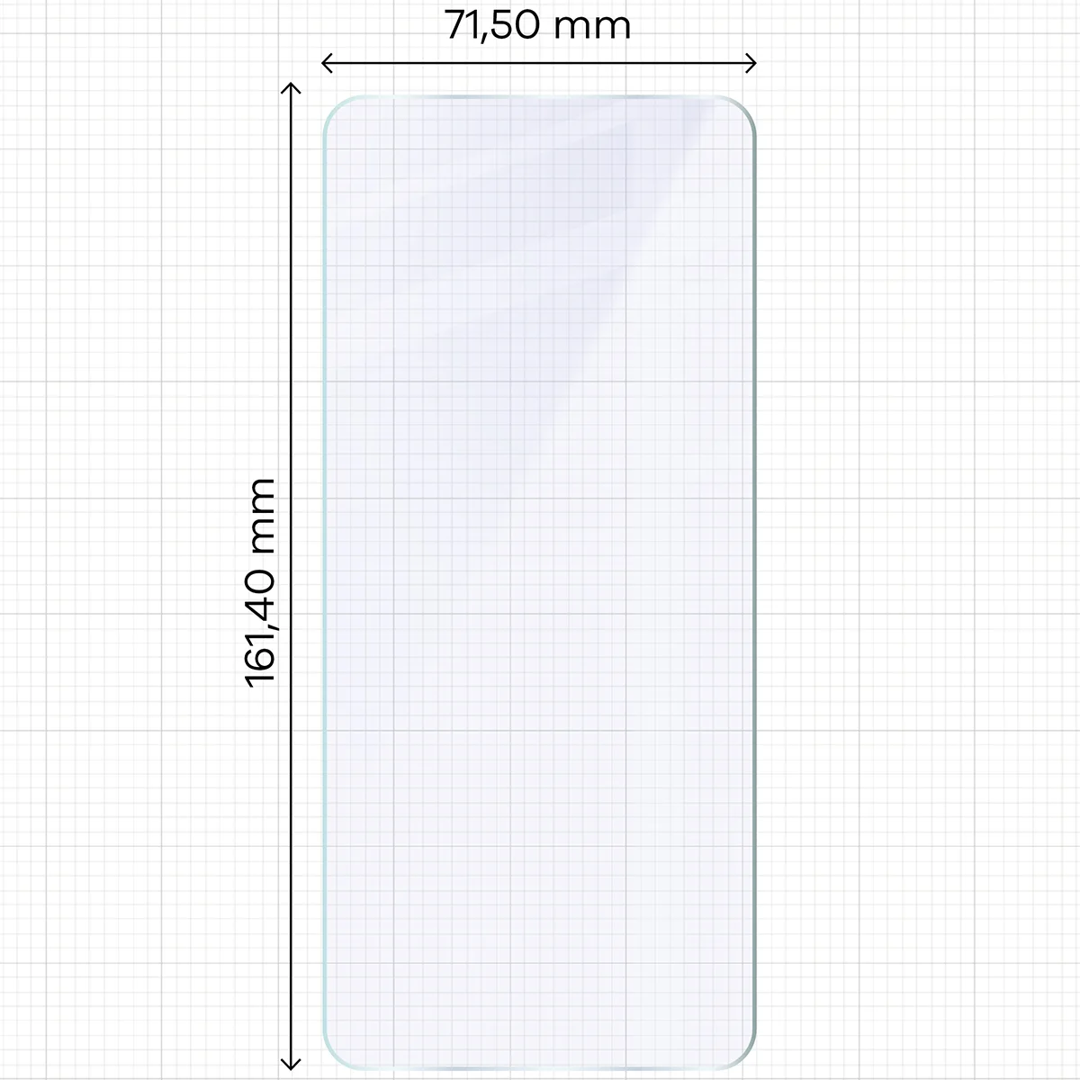 Miarka z wymiarami szkła hybrydowego Bizon Hybrid Mule Duo do Motorola Moto G17