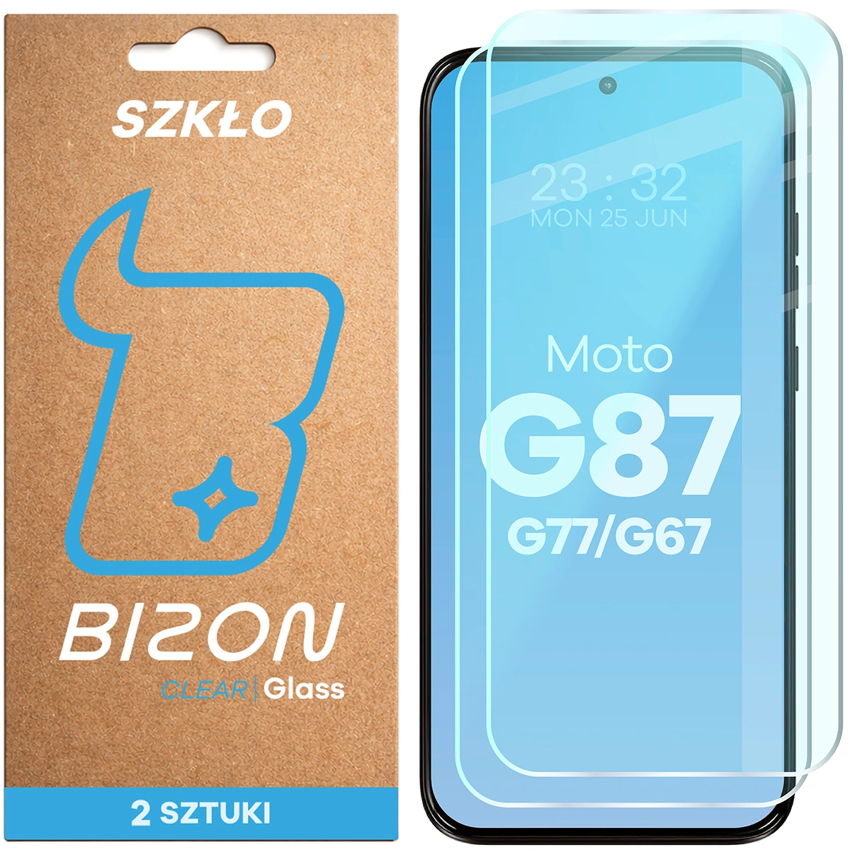 Szkło hartowane Bizon Glass Clear Duo do Motorola Moto G67 5G / G77 5G / G87 5G, 2 sztuki