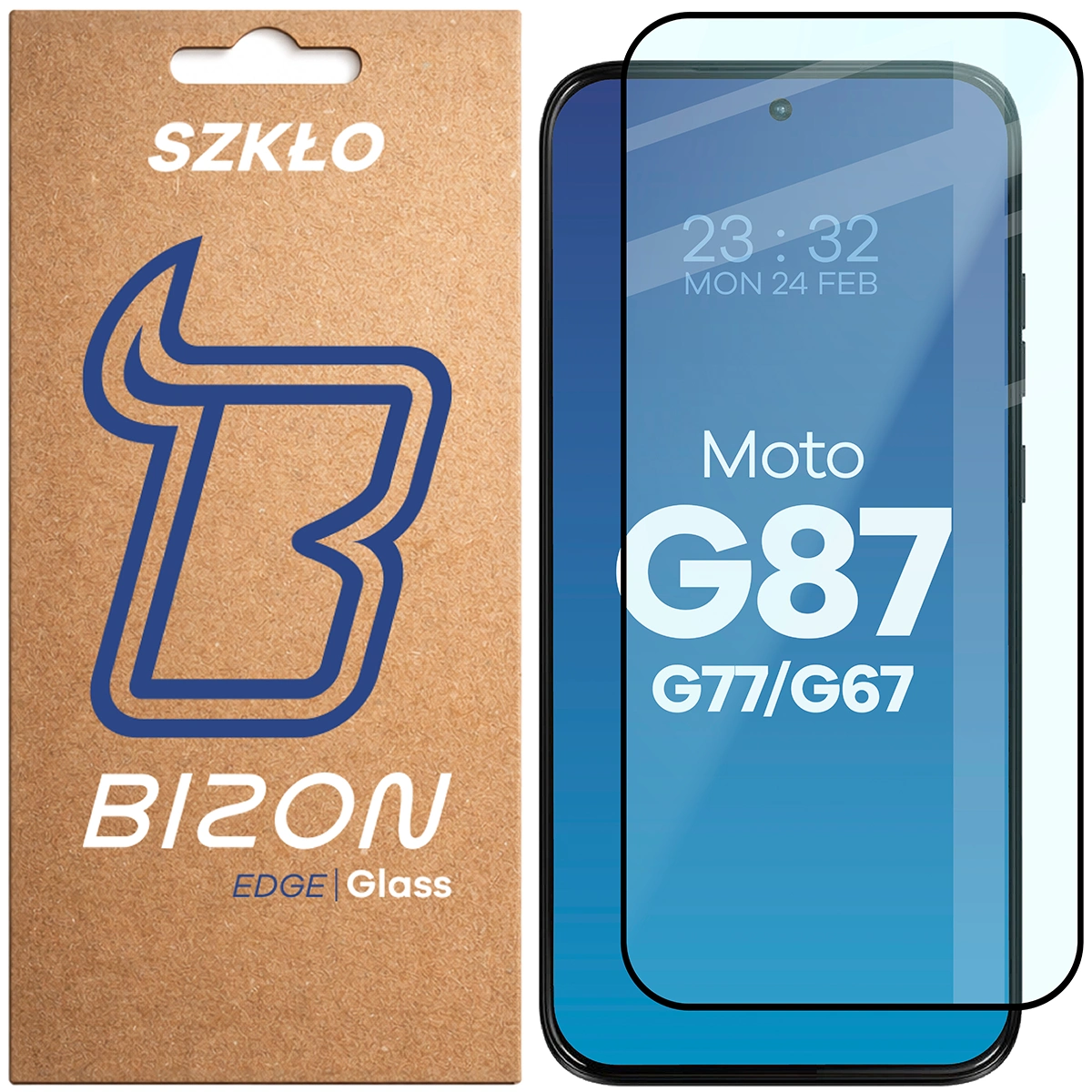 Szkło hartowane na cały ekran Bizon Glass Edge dla Motorola Moto G67 5G / G77 5G / G87 5G