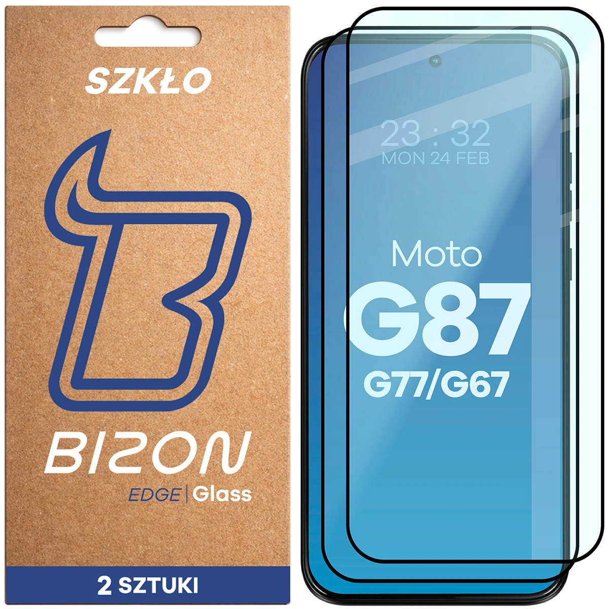 Szkło hartowane na cały ekran Bizon Glass Edge Duo dla Motorola Moto G67 5G / G77 5G / G87 5G