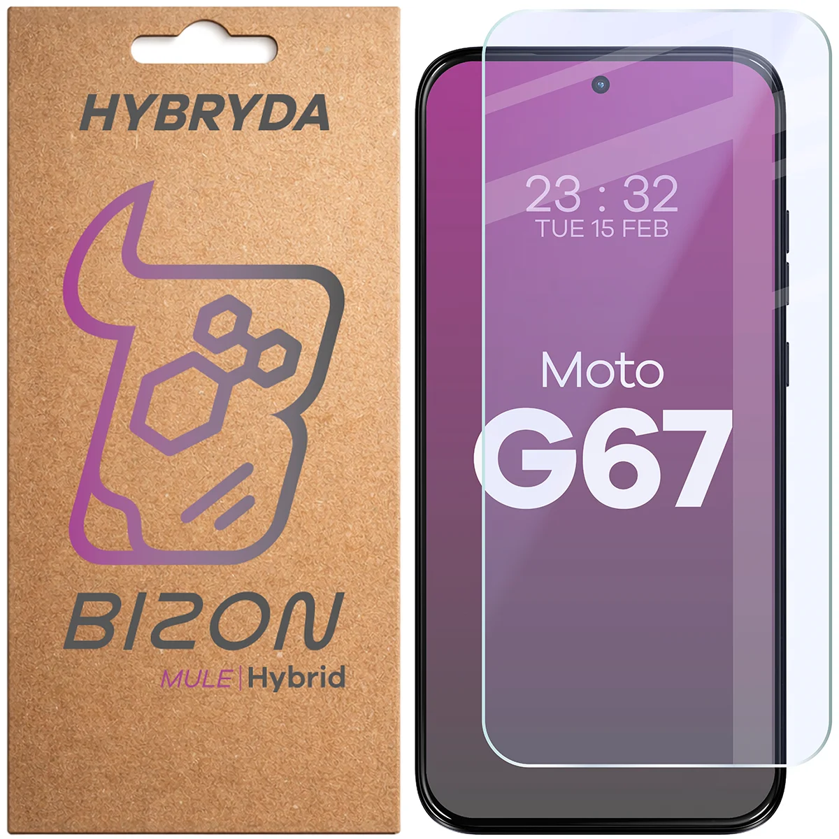 Szkło hybrydowe na ekran Bizon Hybrid Mule do Motorola Moto G67 5G