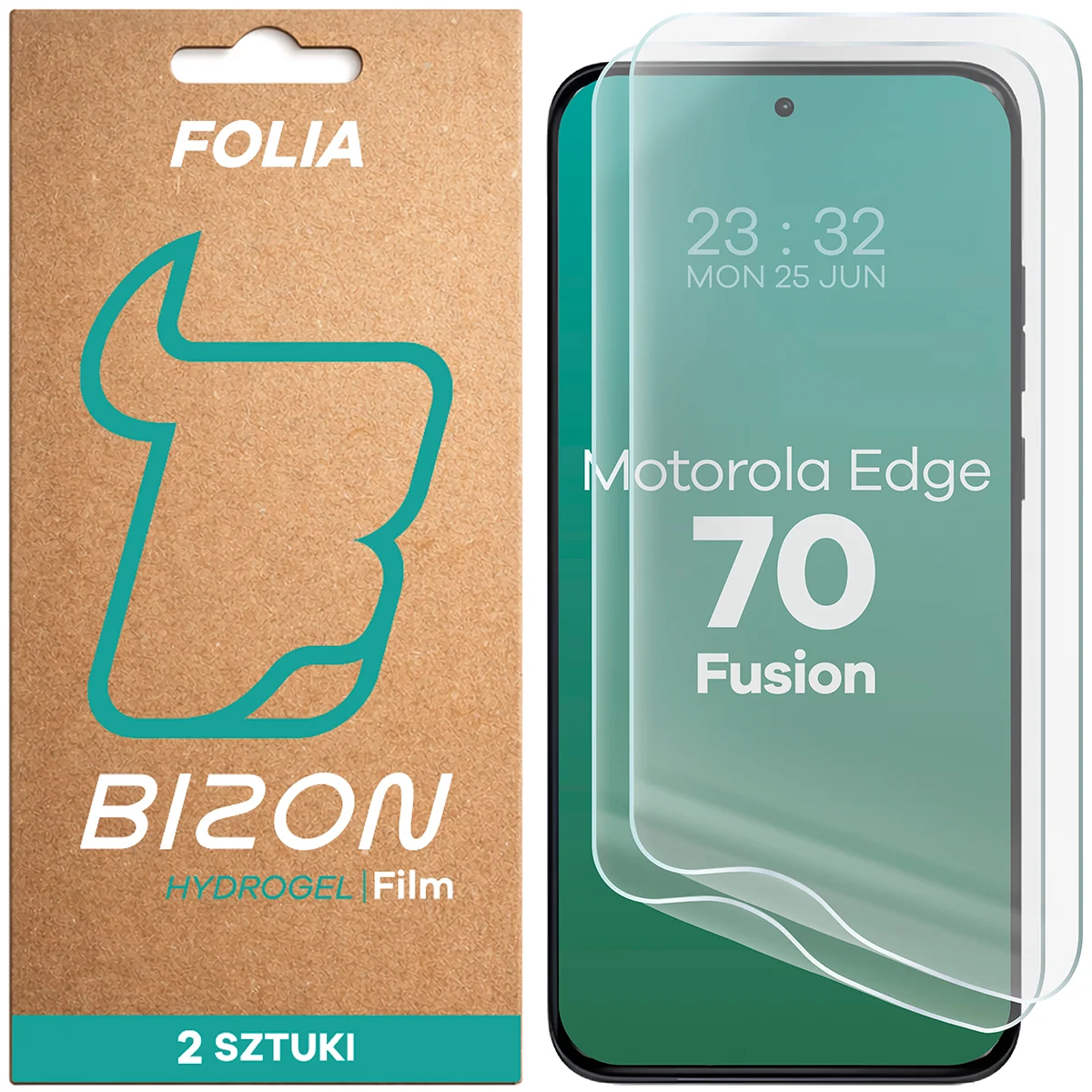 Pudełko i folia hydrożelowa na ekran Bizon Film Hydrogel Front Duo do Motorola Edge 70 Fusion