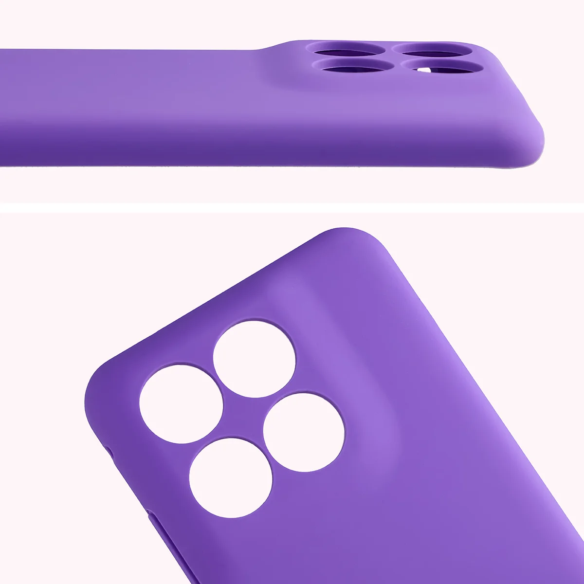 Zbliżenie na wycięcia na obiektywy w etui Bizon Soft Case do Motorola Edge 70 Fusion