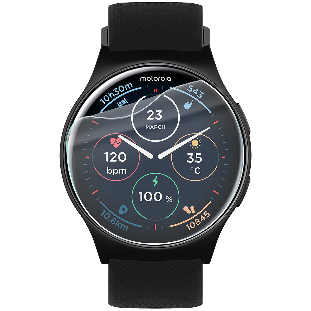 Folia hydrożelowa Bizon Watch Film HydroFlex do Motorola Moto Watch 120 na zegarku