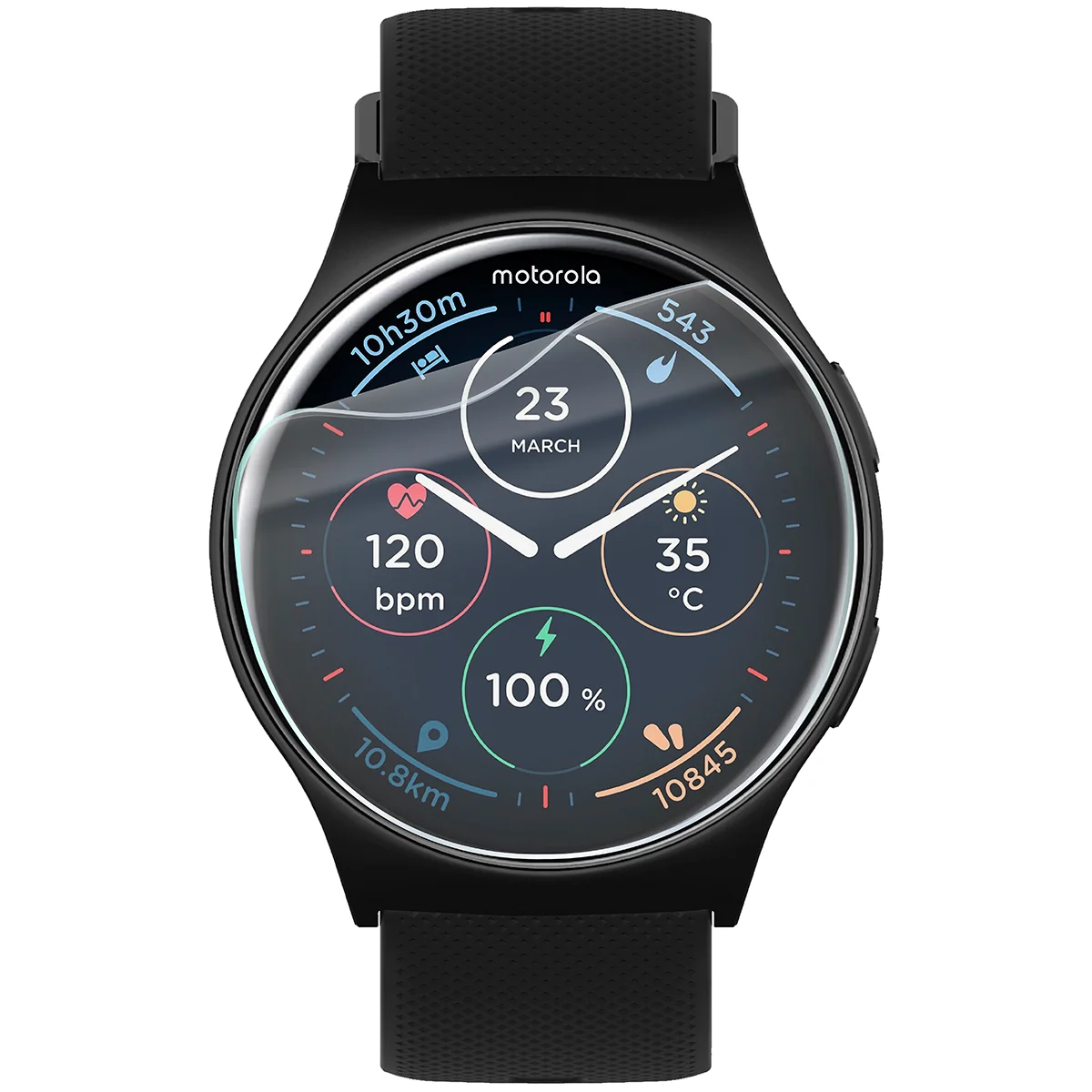 Folia hydrożelowa Bizon Watch Film HydroFlex do Motorola Moto Watch 120 na zegarku