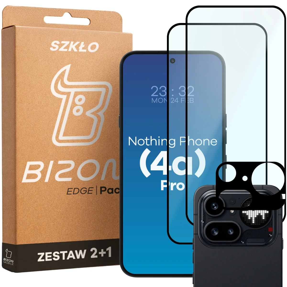 Pudełko i zestaw szkieł do Nothing Phone (4a) Pro: 2x szkło hartowane i lens
