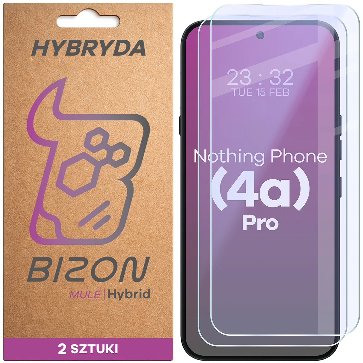 Elastyczne szkło hybrydowe Bizon Hybrid Mule Duo do Nothing Phone (4a) Pro, 2 sztuki